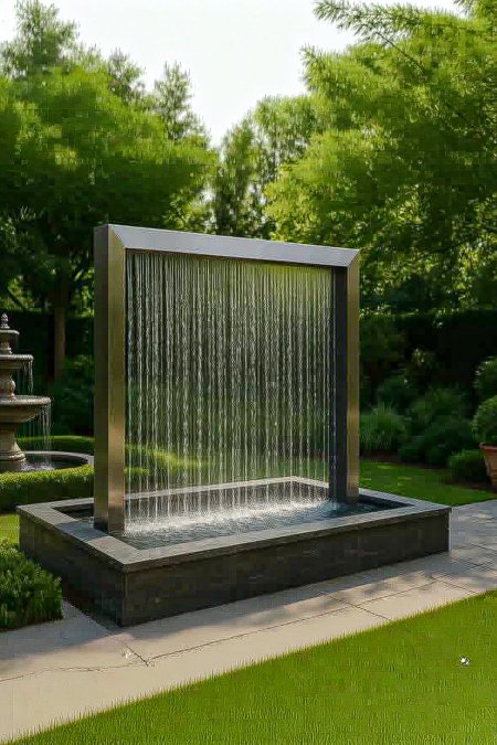 💧 نافورة شلال معدني بإطار عصري